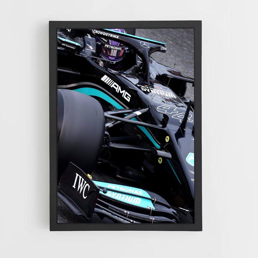 Poster Mercedes Vitesse virages – affiche Voitures de Formule 1 (vue 2)